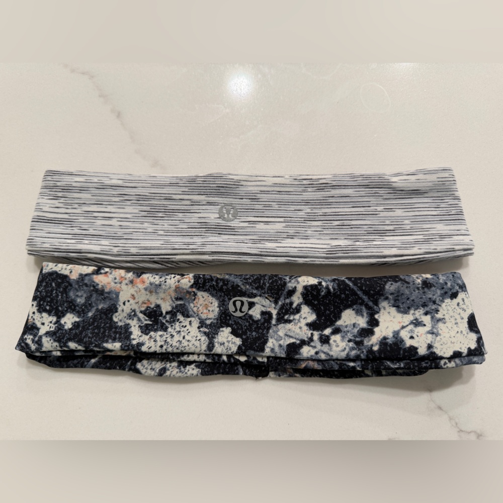 lululemon athletica Gray and Black floral Headbands